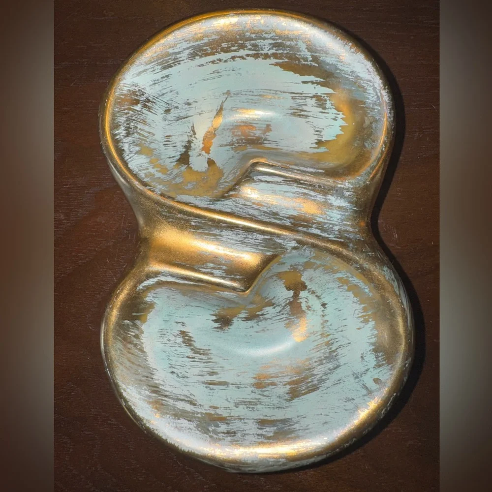 Vintage Gold and Green Trinket Dish/ash tray